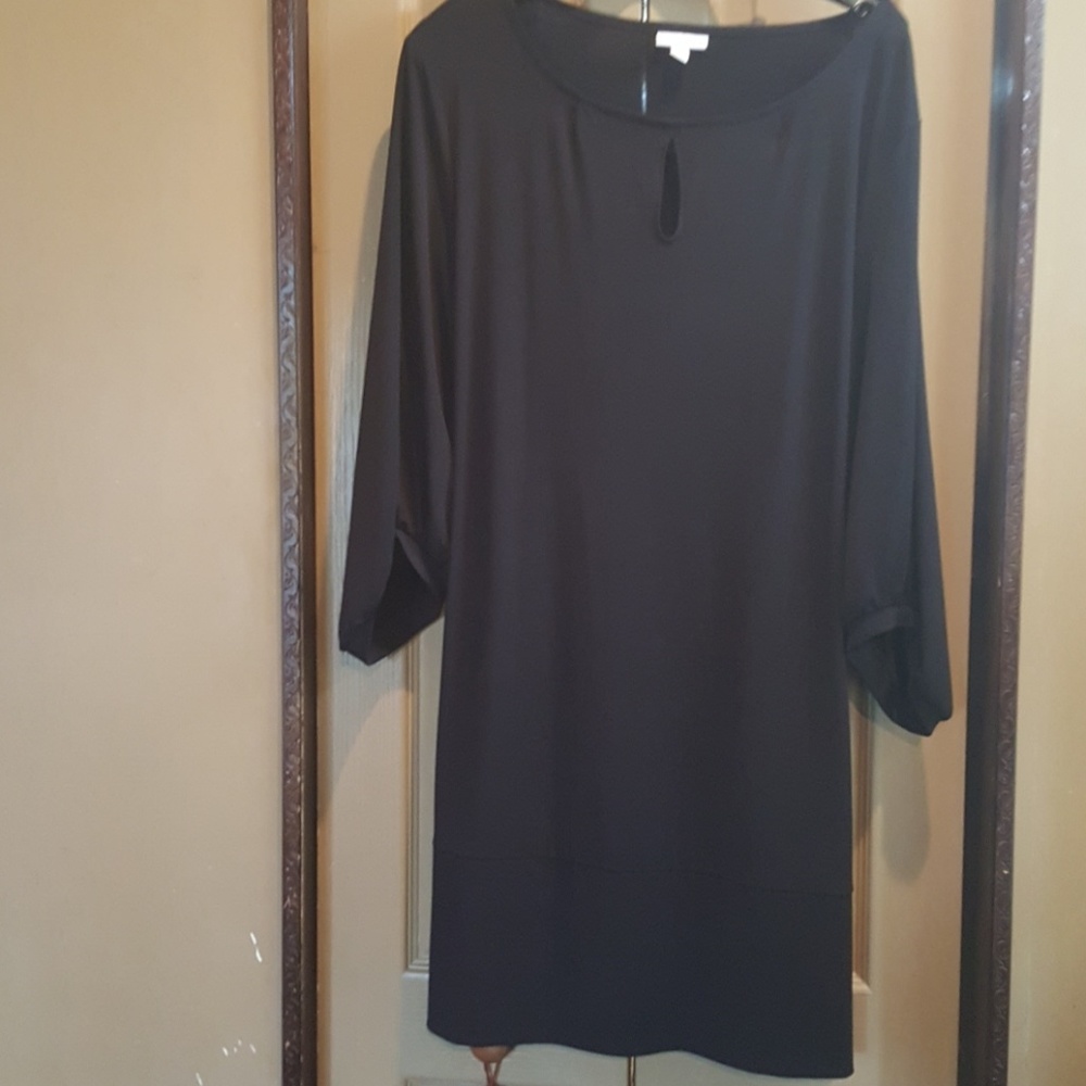 NY & CO BLACK EUC BELTED SHEATH DRESS